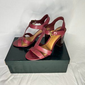 Ralph Lauren Torrie Dk Berry heels chunky | Size 8B